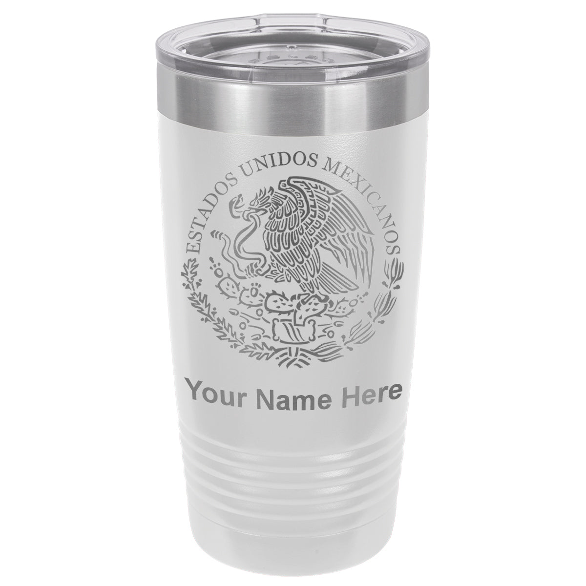 20oz Vacuum Insulated Tumbler Mug, Flag of Mexico, Personalized Engraving Included