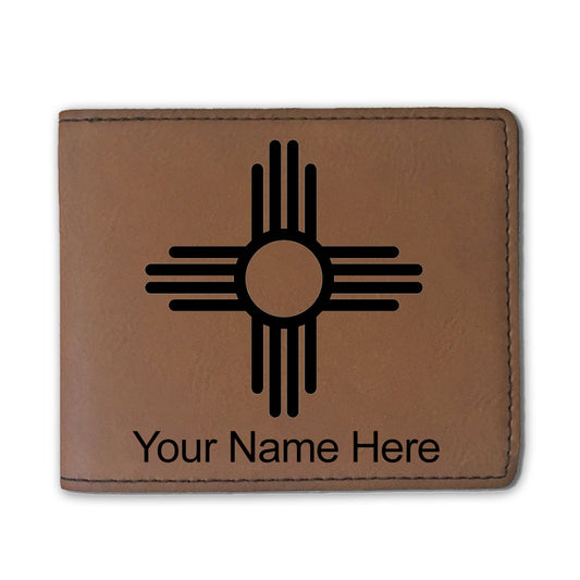 Faux Leather Bi-Fold Wallet, Flag of New Mexico, Personalized Engraving Included