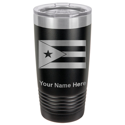 20oz Vacuum Insulated Tumbler Mug, Flag of Puerto Rico, Personalized Engraving Included