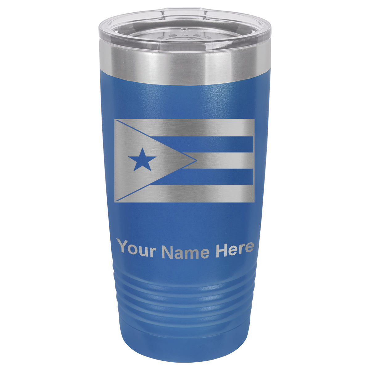 20oz Vacuum Insulated Tumbler Mug, Flag of Puerto Rico, Personalized Engraving Included