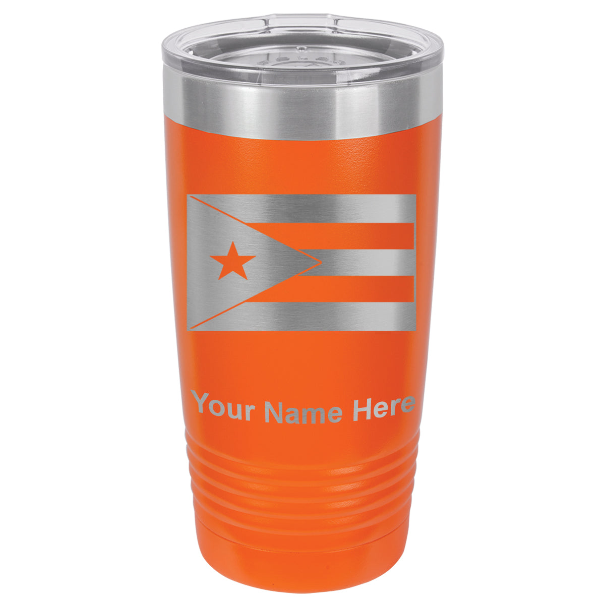 20oz Vacuum Insulated Tumbler Mug, Flag of Puerto Rico, Personalized Engraving Included