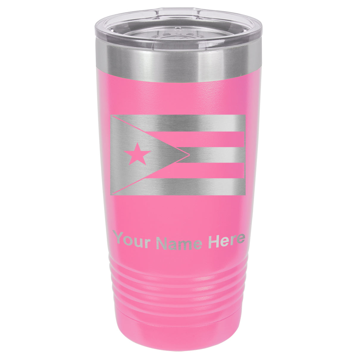 20oz Vacuum Insulated Tumbler Mug, Flag of Puerto Rico, Personalized Engraving Included