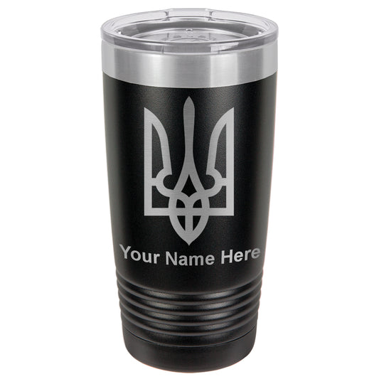 20oz Vacuum Insulated Tumbler Mug, Flag of Ukraine, Personalized Engraving Included