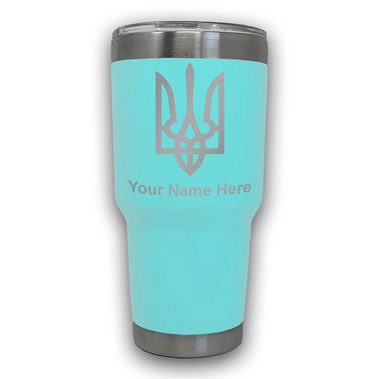 LaserGram 30oz Tumbler Mug, Flag of Ukraine, Personalized Engraving Included