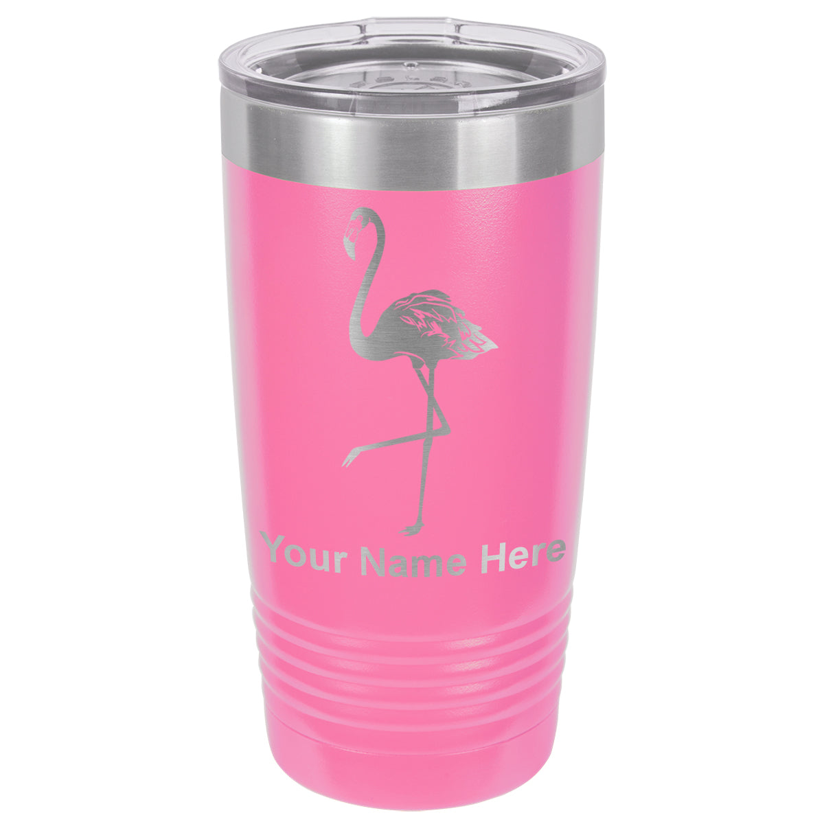 20oz Vacuum Insulated Tumbler Mug, Flamingo, Personalized Engraving Included