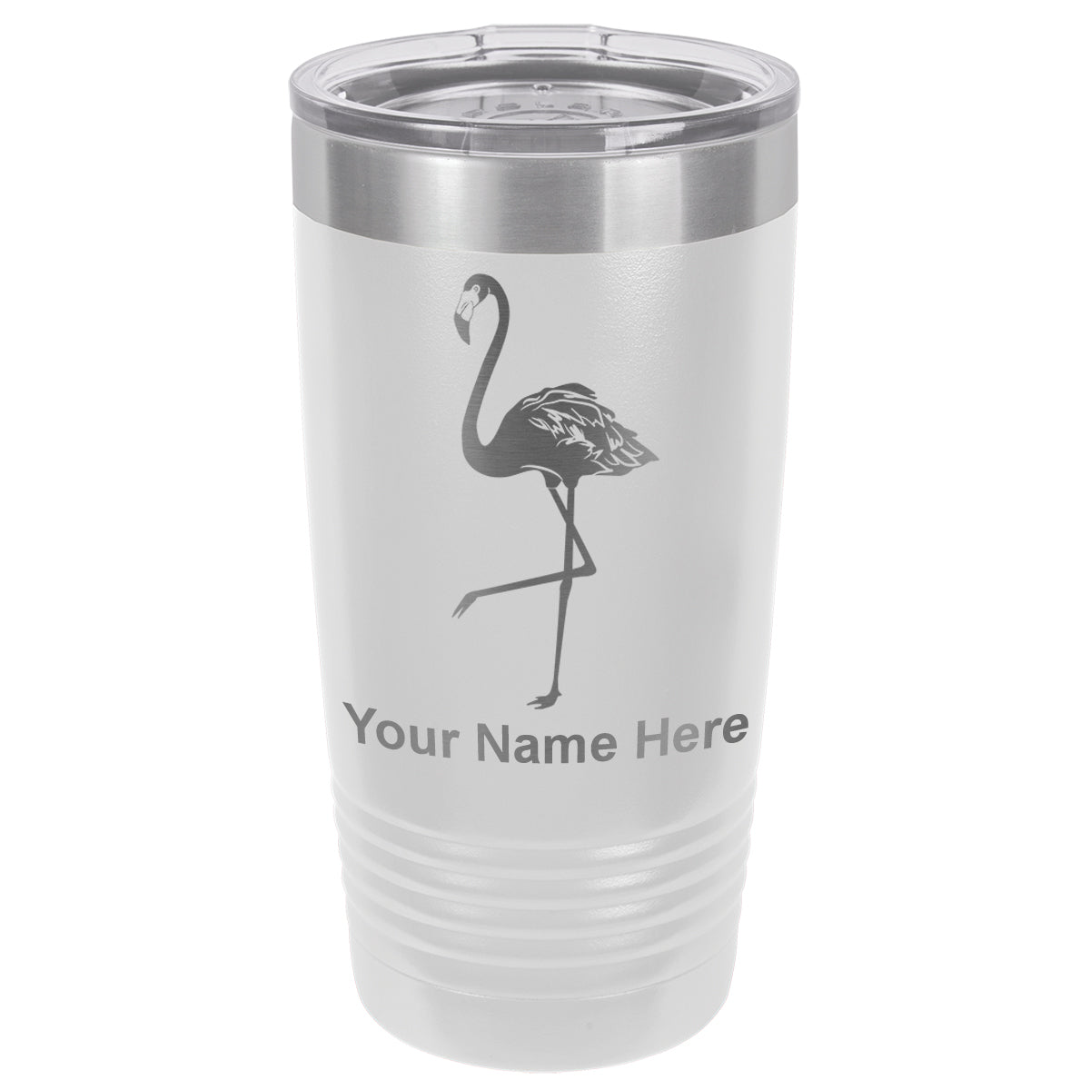 20oz Vacuum Insulated Tumbler Mug, Flamingo, Personalized Engraving Included