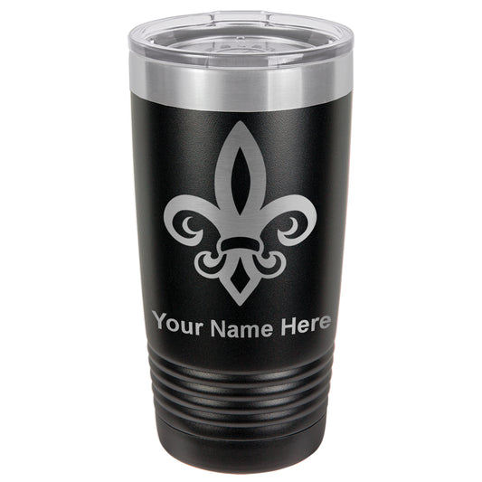 20oz Vacuum Insulated Tumbler Mug, Fleur de Lis, Personalized Engraving Included