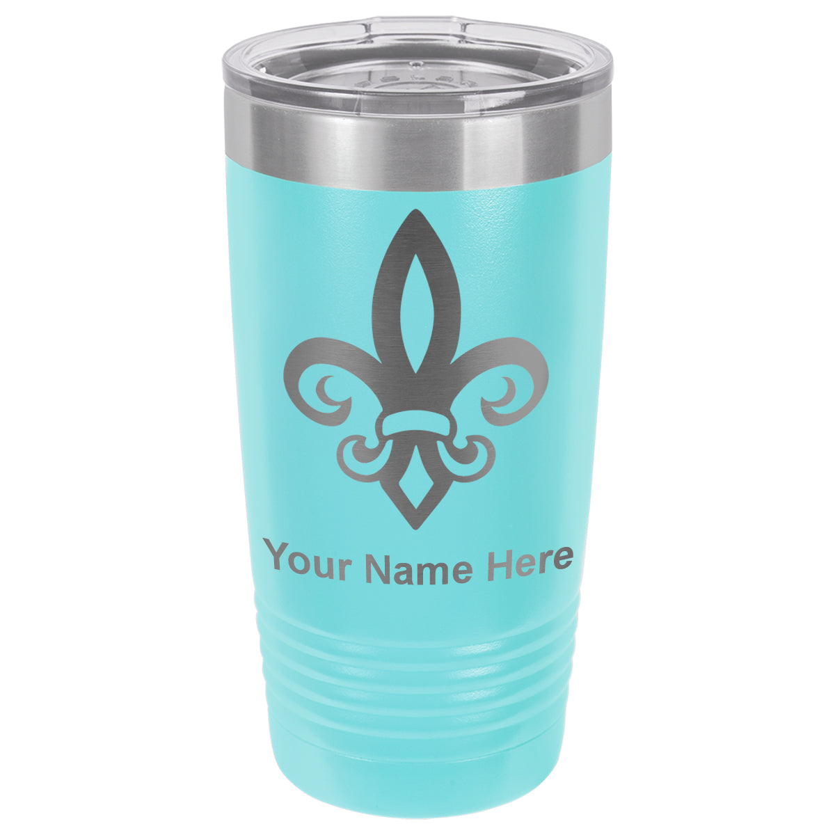 20oz Vacuum Insulated Tumbler Mug, Fleur de Lis, Personalized Engraving Included