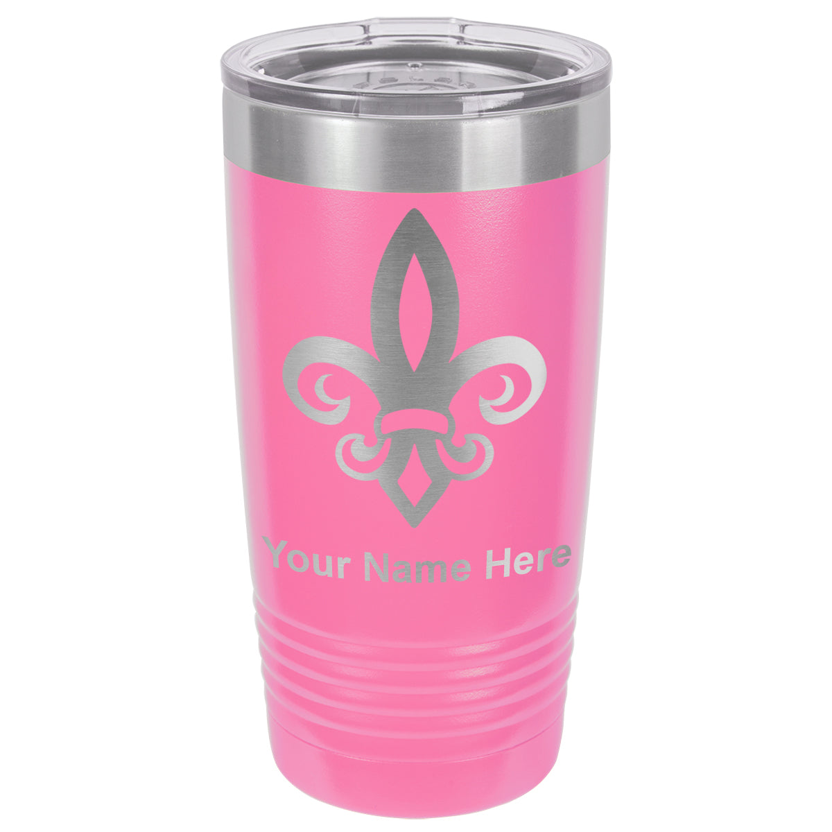 20oz Vacuum Insulated Tumbler Mug, Fleur de Lis, Personalized Engraving Included