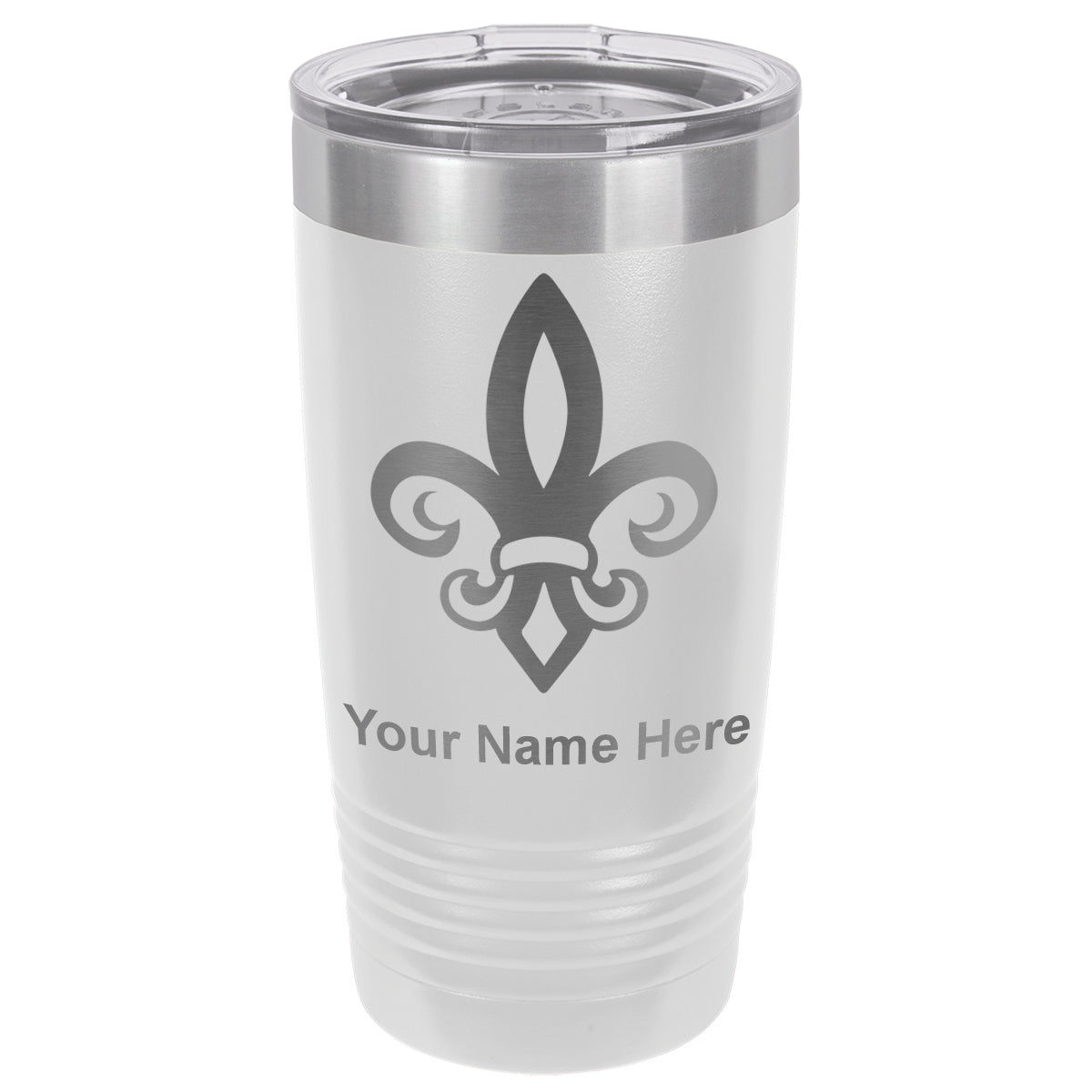 20oz Vacuum Insulated Tumbler Mug, Fleur de Lis, Personalized Engraving Included
