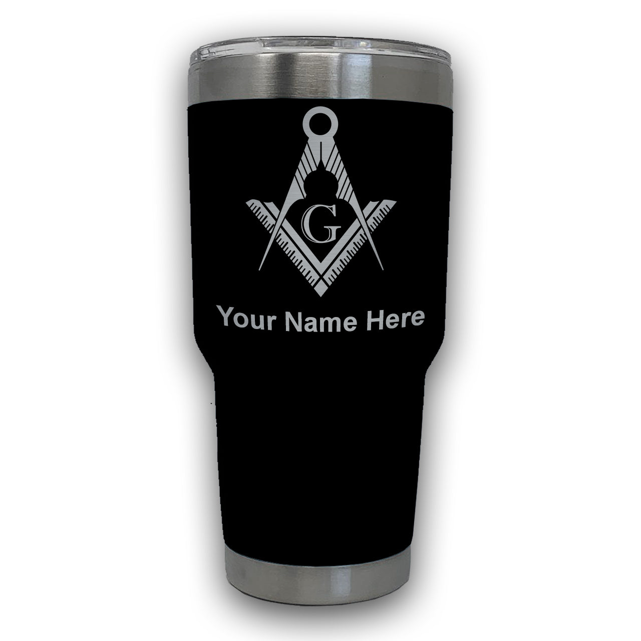 LaserGram 30oz Tumbler Mug, Freemason Symbol, Personalized Engraving Included