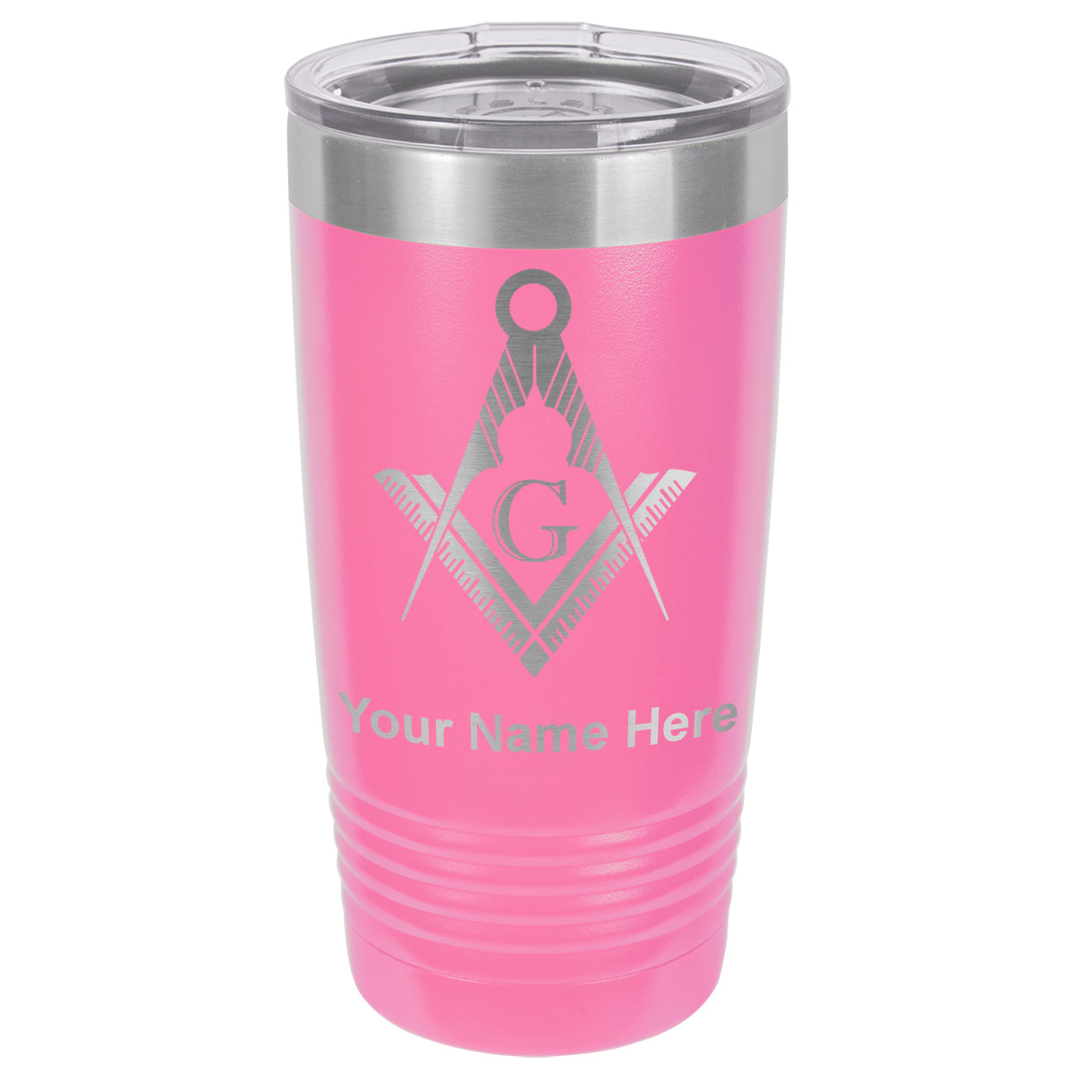 20oz Vacuum Insulated Tumbler Mug, Freemason Symbol, Personalized Engraving Included