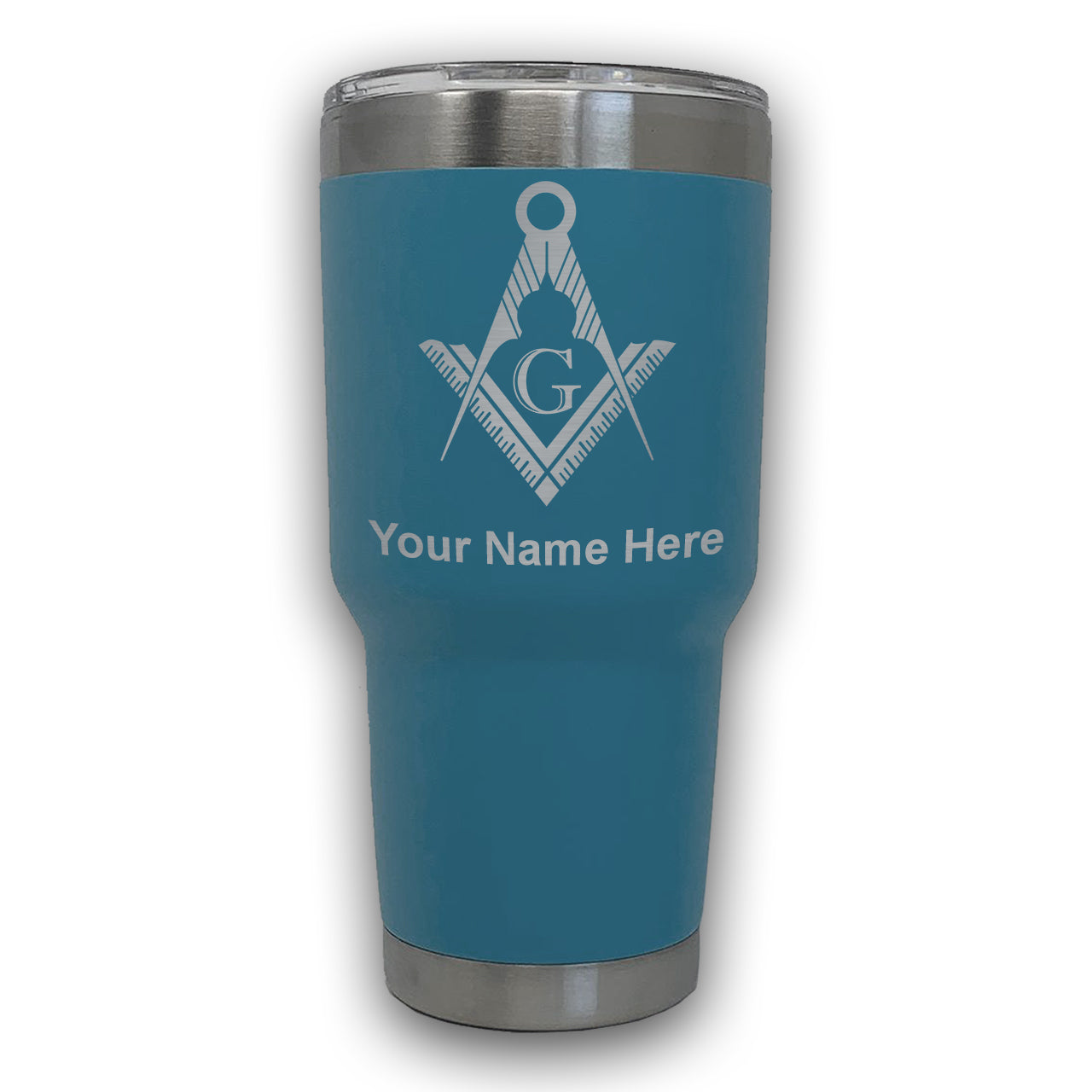LaserGram 30oz Tumbler Mug, Freemason Symbol, Personalized Engraving Included