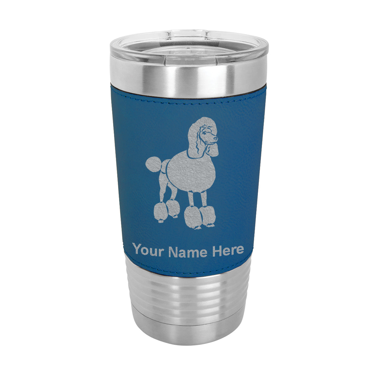 20oz Faux Leather Tumbler Mug, French Poodle Dog, Personalized Engraving Included - LaserGram Custom Engraved Gifts