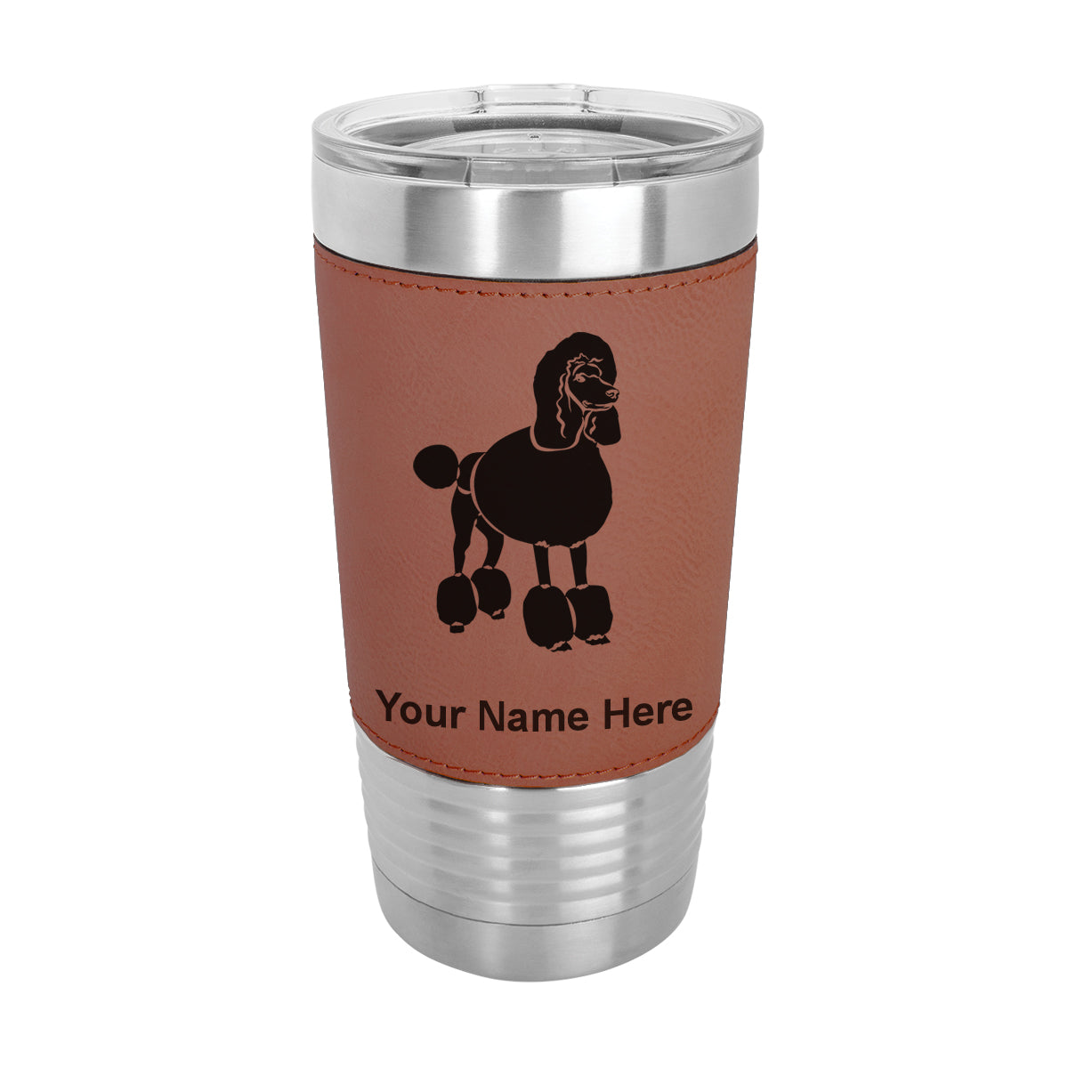 20oz Faux Leather Tumbler Mug, French Poodle Dog, Personalized Engraving Included - LaserGram Custom Engraved Gifts