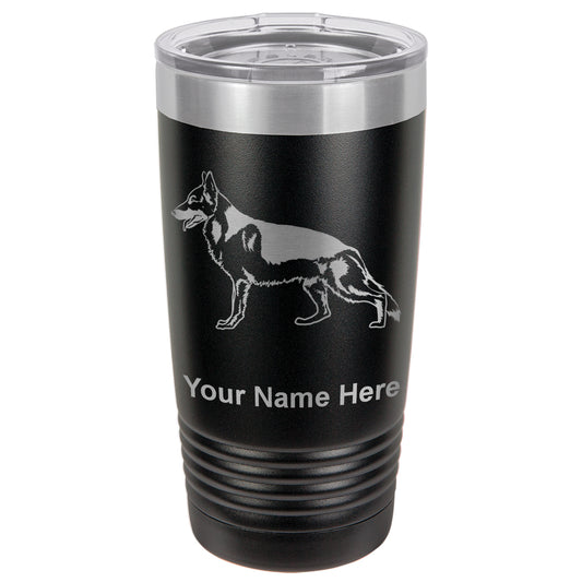 20oz Vacuum Insulated Tumbler Mug, German Shepherd Dog, Personalized Engraving Included