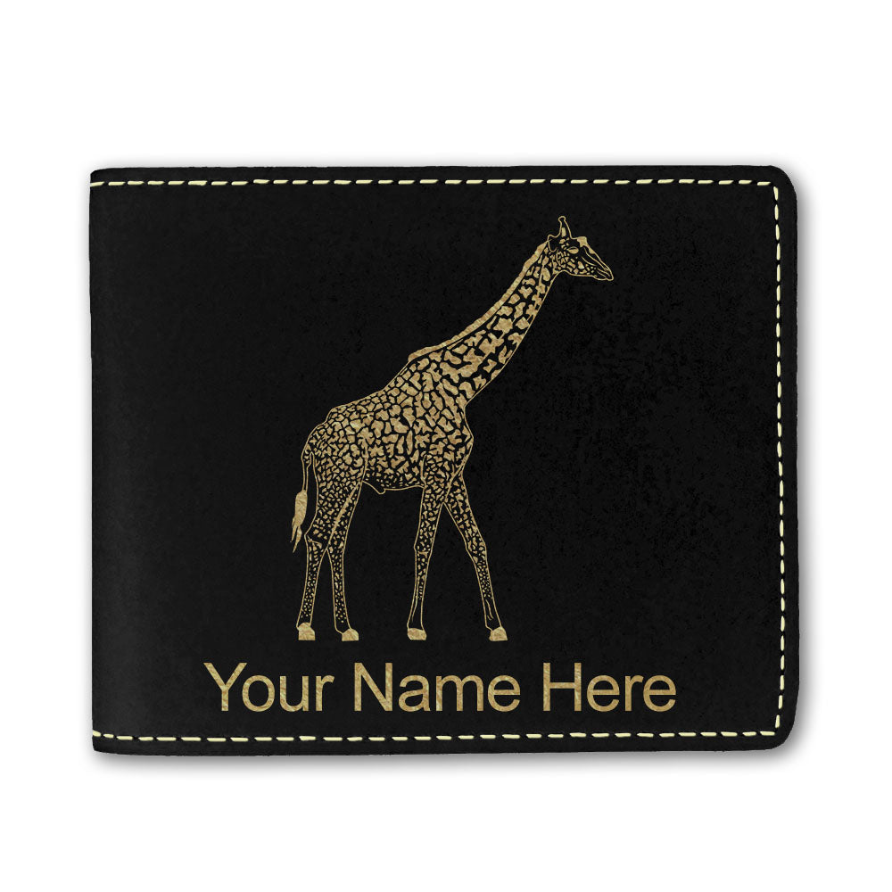 Faux Leather Bi-Fold Wallet, Giraffe, Personalized Engraving Included