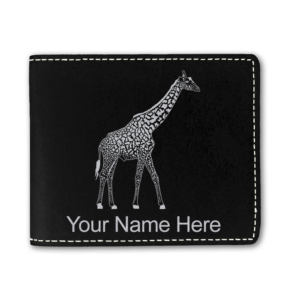 Faux Leather Bi-Fold Wallet, Giraffe, Personalized Engraving Included