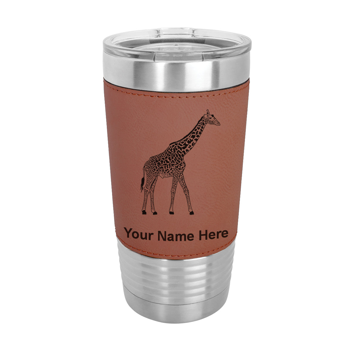 20oz Faux Leather Tumbler Mug, Giraffe, Personalized Engraving Included - LaserGram Custom Engraved Gifts