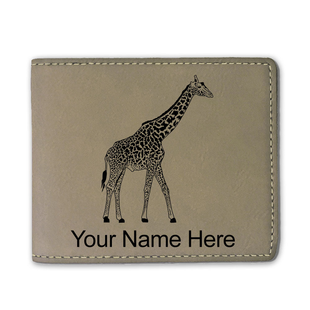 Faux Leather Bi-Fold Wallet, Giraffe, Personalized Engraving Included