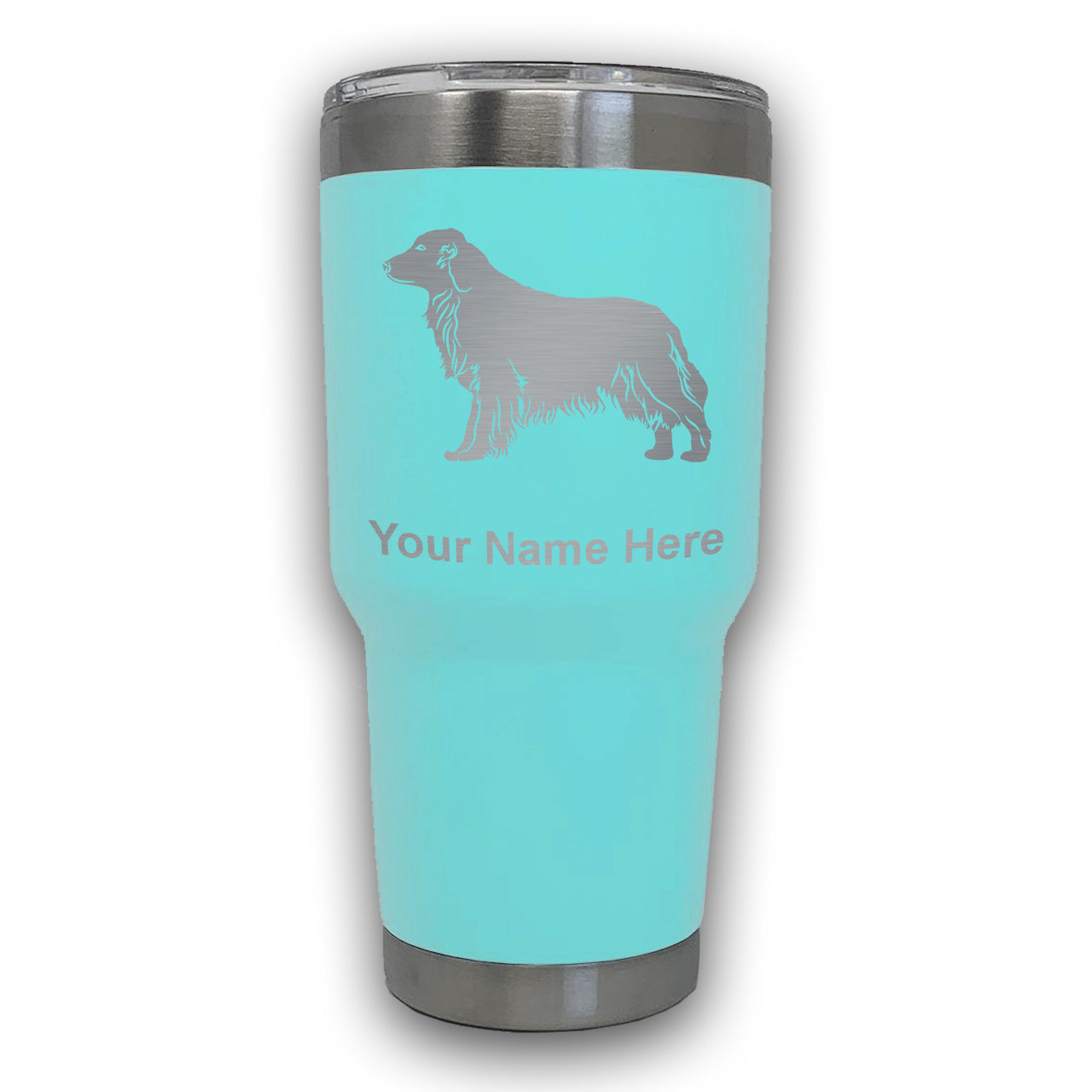 LaserGram 30oz Tumbler Mug, Golden Retriever Dog, Personalized Engraving Included