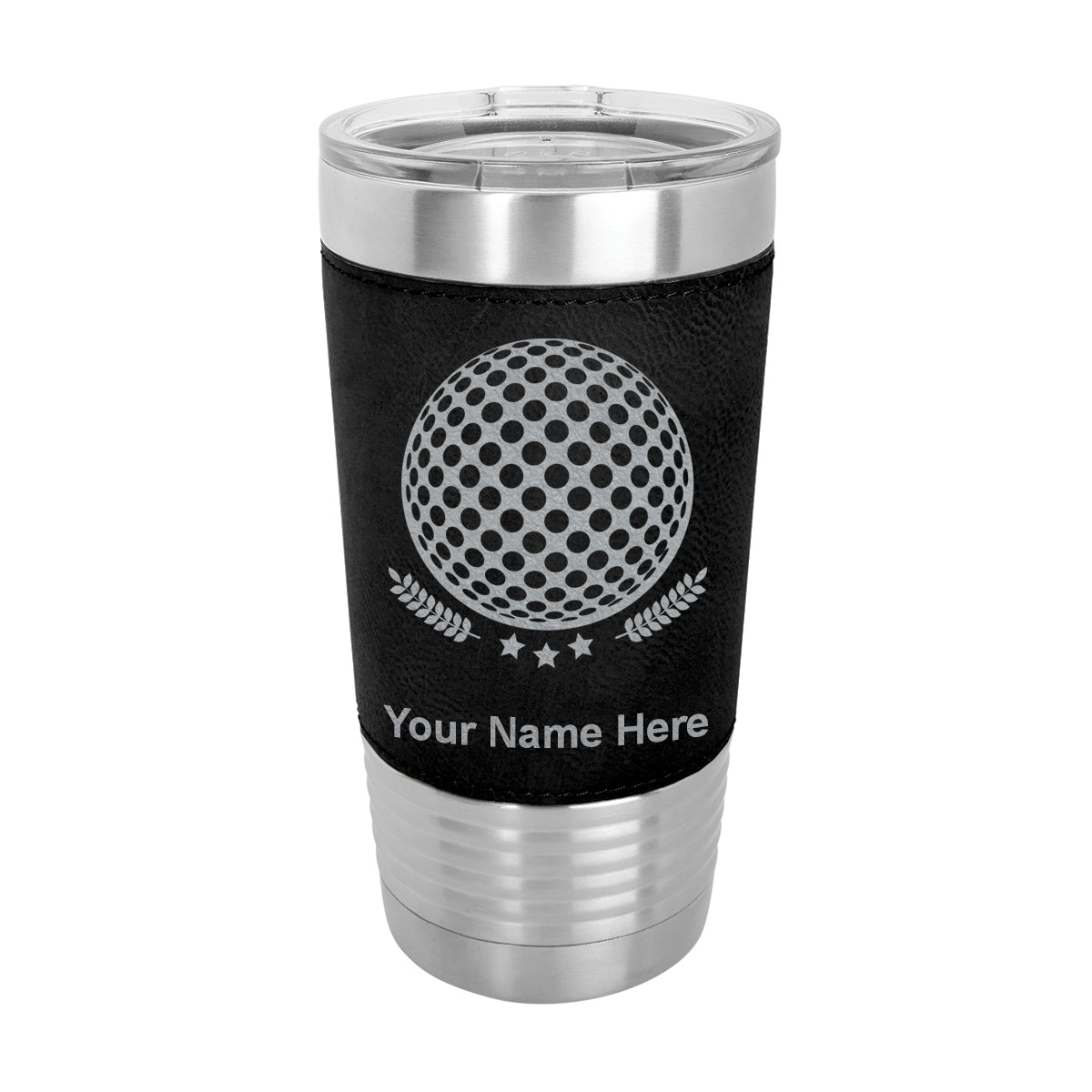20oz Faux Leather Tumbler Mug, Golf Ball, Personalized Engraving Included - LaserGram Custom Engraved Gifts