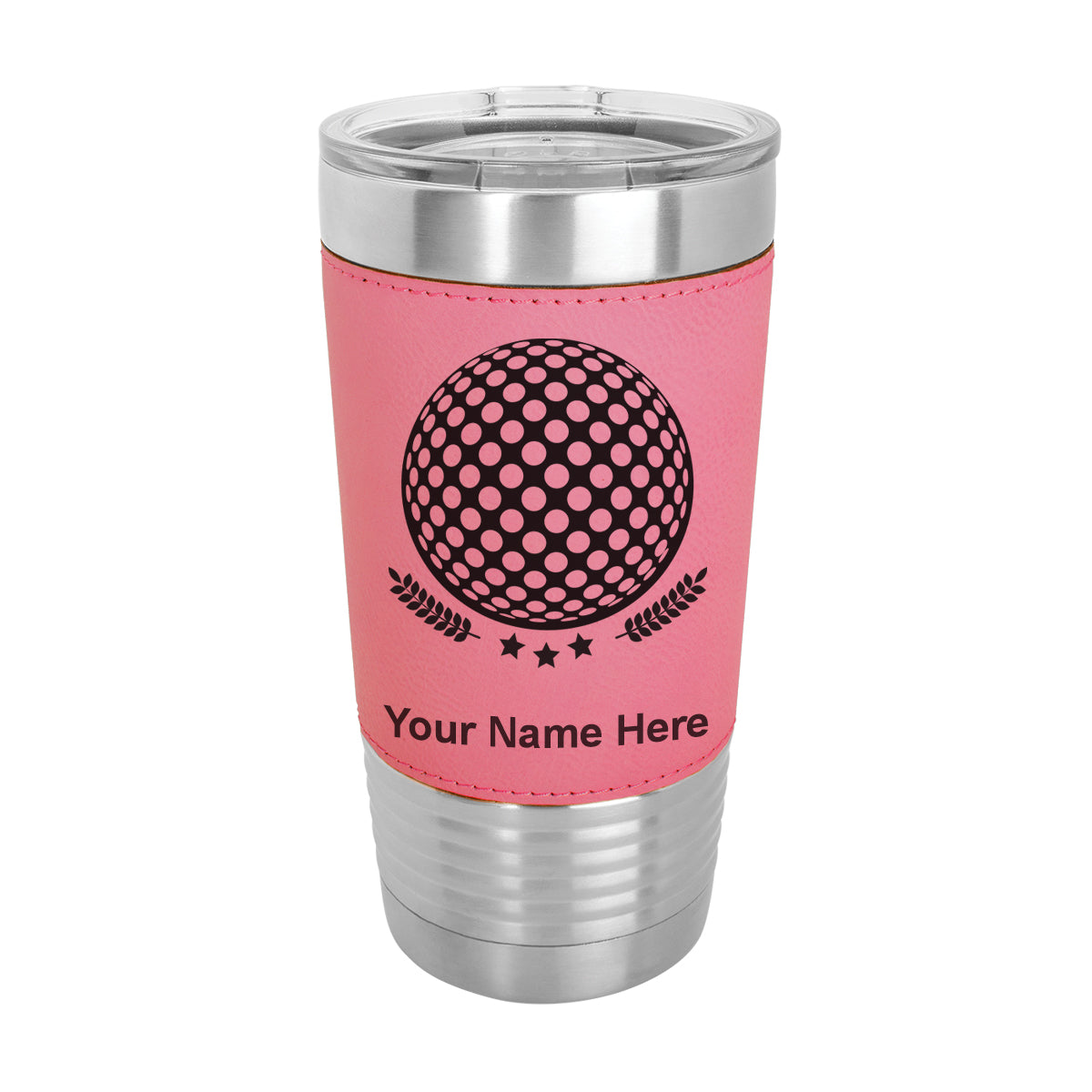 20oz Faux Leather Tumbler Mug, Golf Ball, Personalized Engraving Included - LaserGram Custom Engraved Gifts