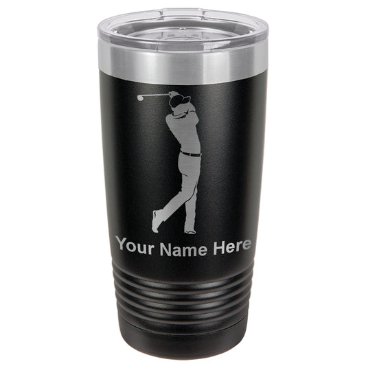 20oz Vacuum Insulated Tumbler Mug, Golfer Golfing, Personalized Engraving Included