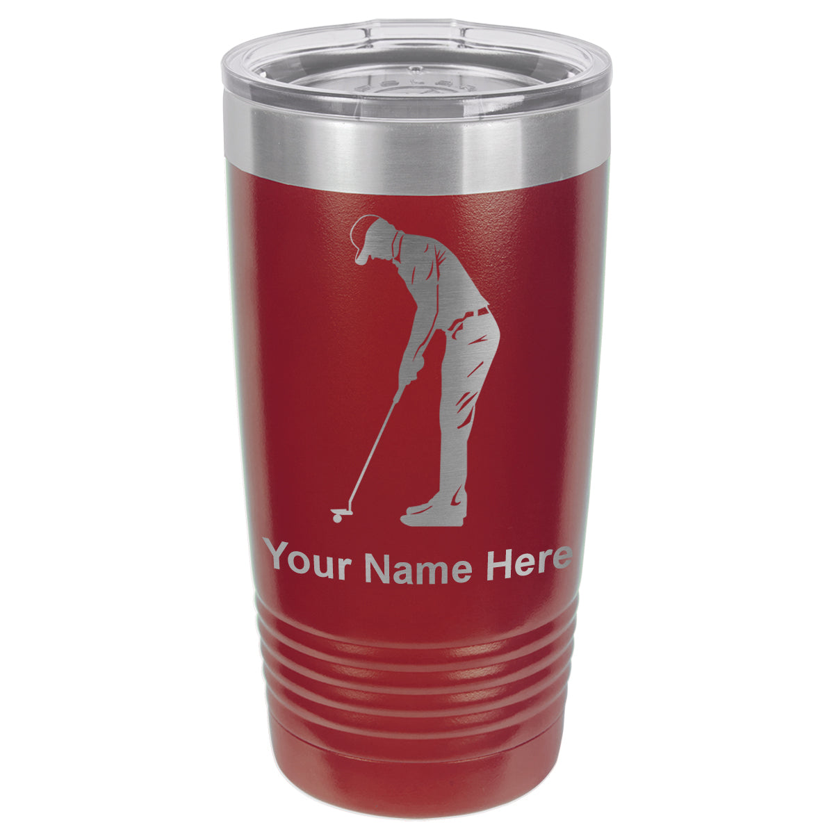 20oz Vacuum Insulated Tumbler Mug, Golfer Putting, Personalized Engraving Included
