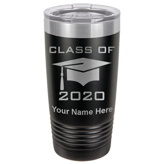 20oz Vacuum Insulated Tumbler Mug, Grad Cap Class of 2020, 2021, 2022, 2023 2024, 2025, Personalized Engraving Included