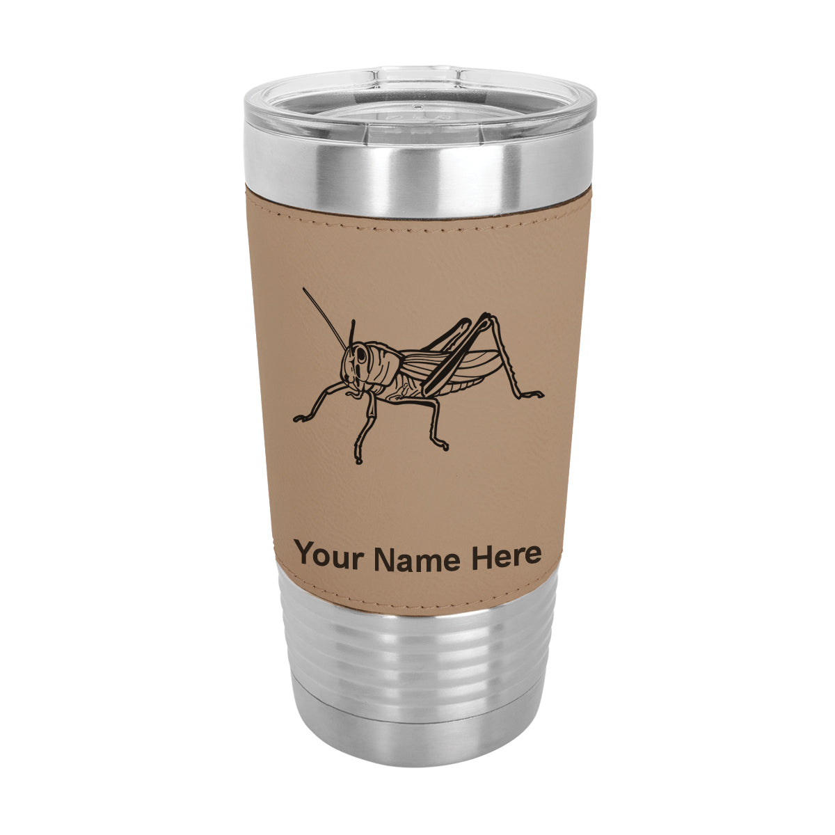 20oz Faux Leather Tumbler Mug, Grasshopper, Personalized Engraving Included - LaserGram Custom Engraved Gifts