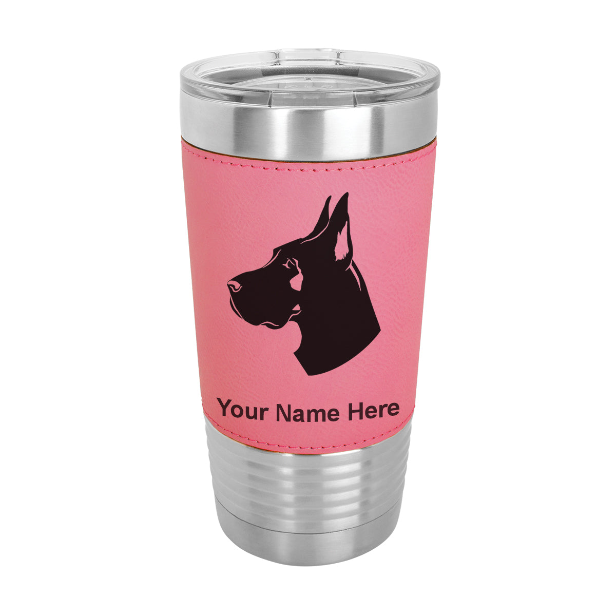 20oz Faux Leather Tumbler Mug, Great Dane Dog, Personalized Engraving Included - LaserGram Custom Engraved Gifts