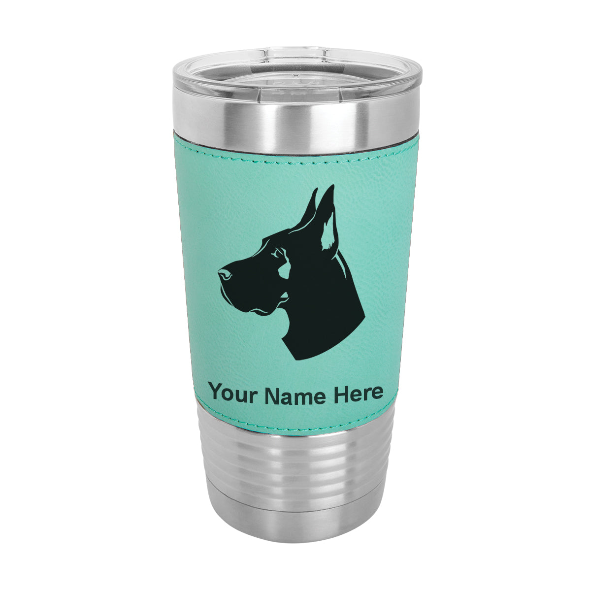 20oz Faux Leather Tumbler Mug, Great Dane Dog, Personalized Engraving Included - LaserGram Custom Engraved Gifts