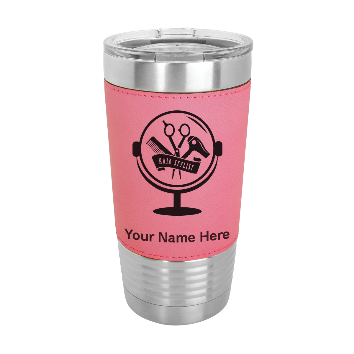 20oz Faux Leather Tumbler Mug, Hair Stylist, Personalized Engraving Included - LaserGram Custom Engraved Gifts