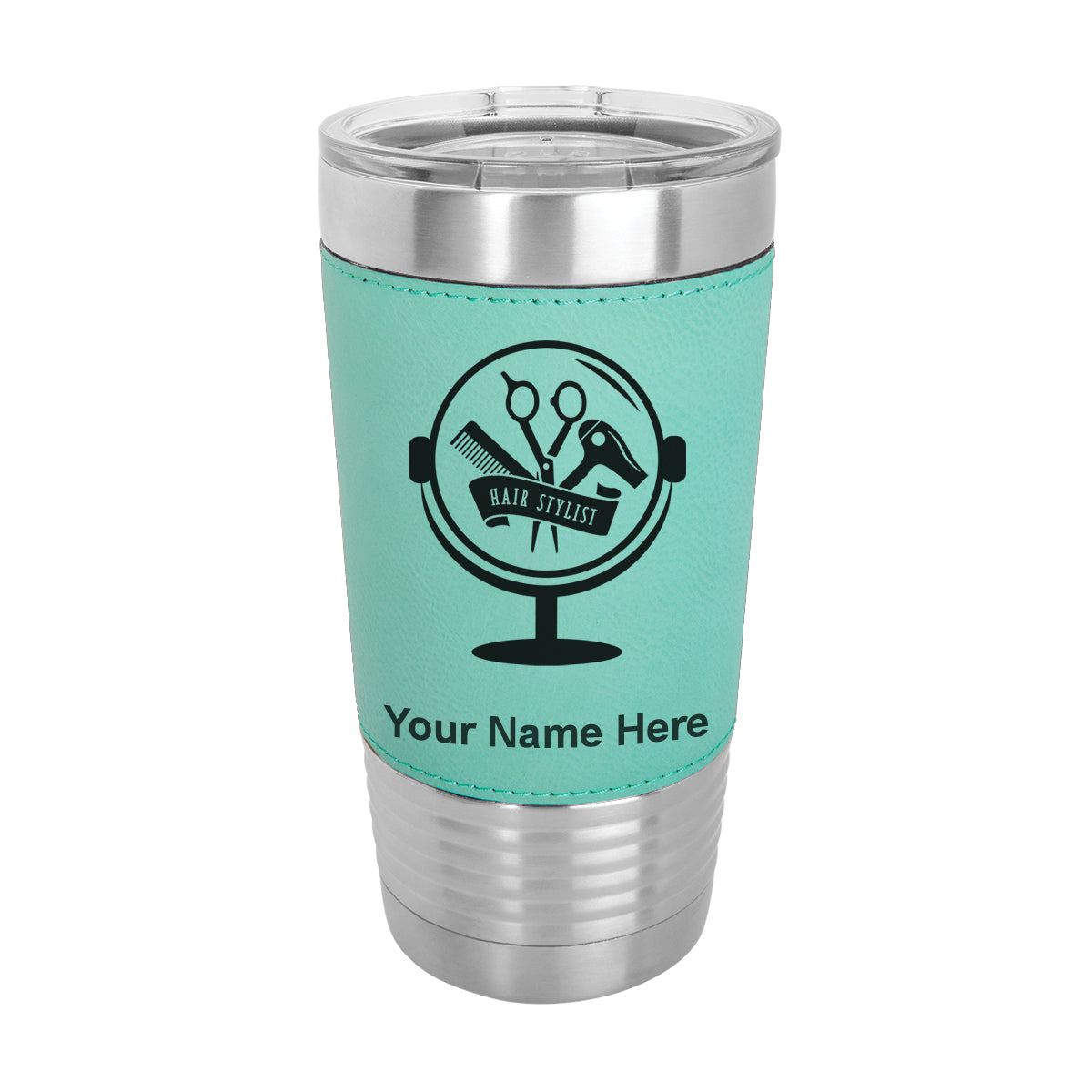 20oz Faux Leather Tumbler Mug, Hair Stylist, Personalized Engraving Included - LaserGram Custom Engraved Gifts