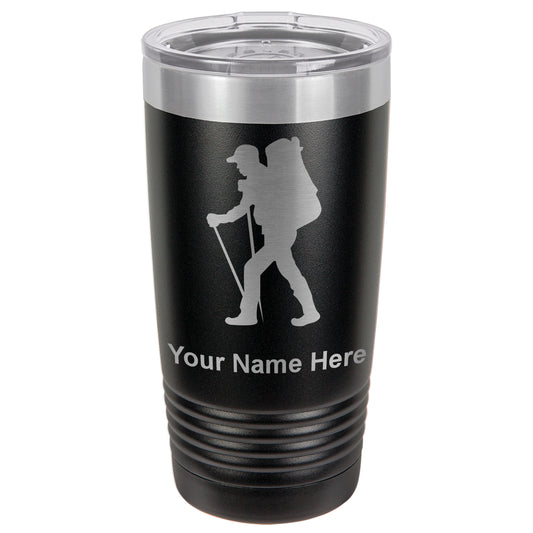 20oz Vacuum Insulated Tumbler Mug, Hiker Man, Personalized Engraving Included