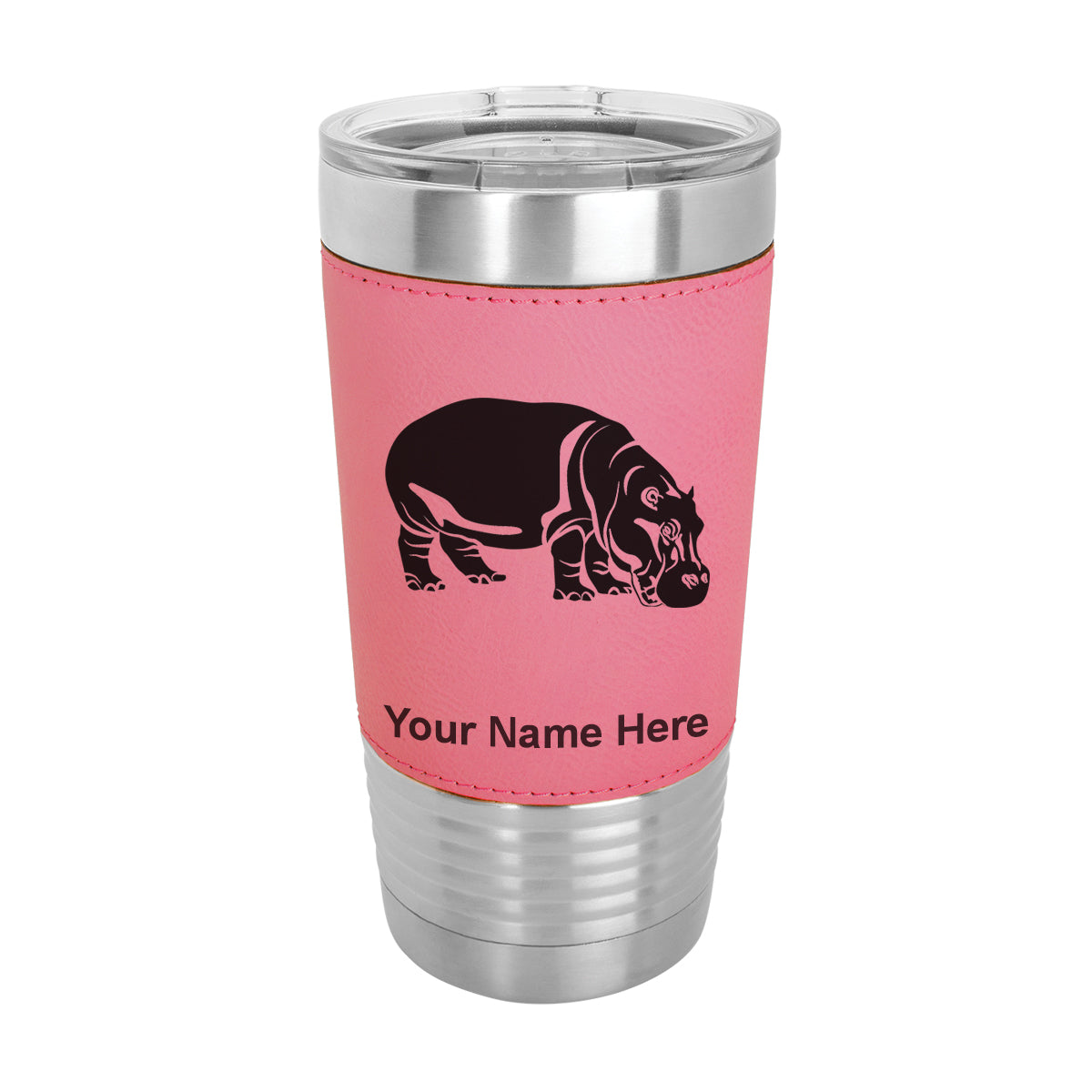20oz Faux Leather Tumbler Mug, Hippopotamus, Personalized Engraving Included - LaserGram Custom Engraved Gifts