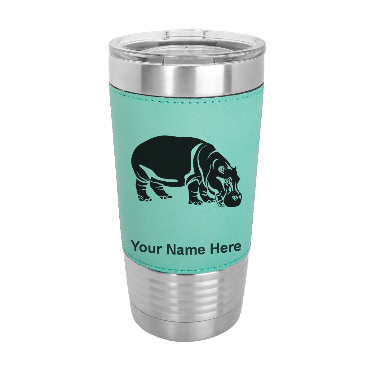 20oz Faux Leather Tumbler Mug, Hippopotamus, Personalized Engraving Included - LaserGram Custom Engraved Gifts