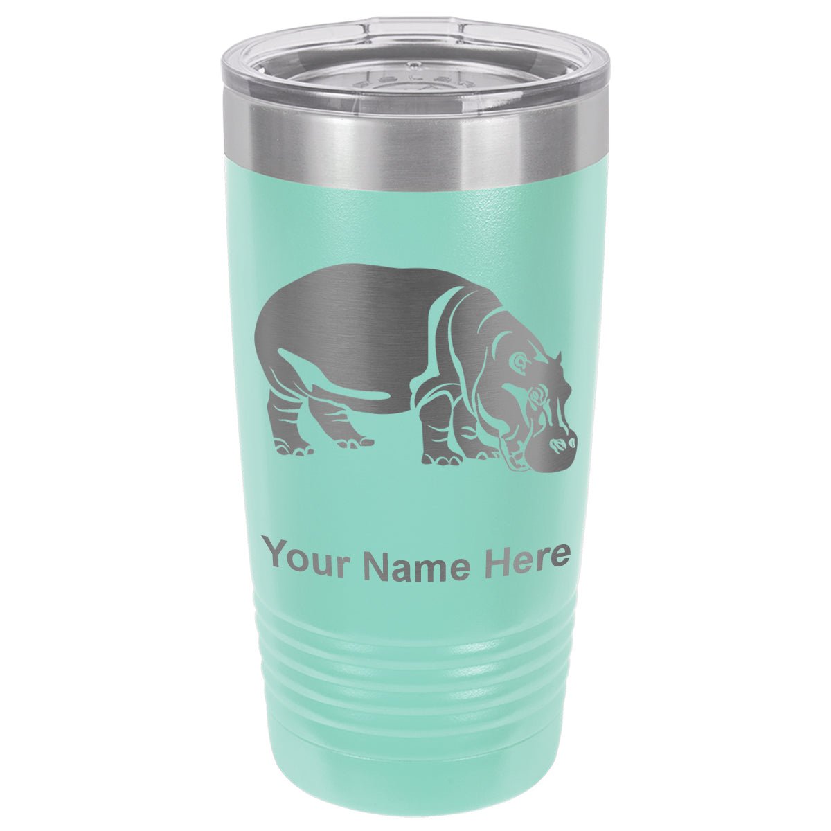 20oz Vacuum Insulated Tumbler Mug, Hippopotamus, Personalized Engraving Included