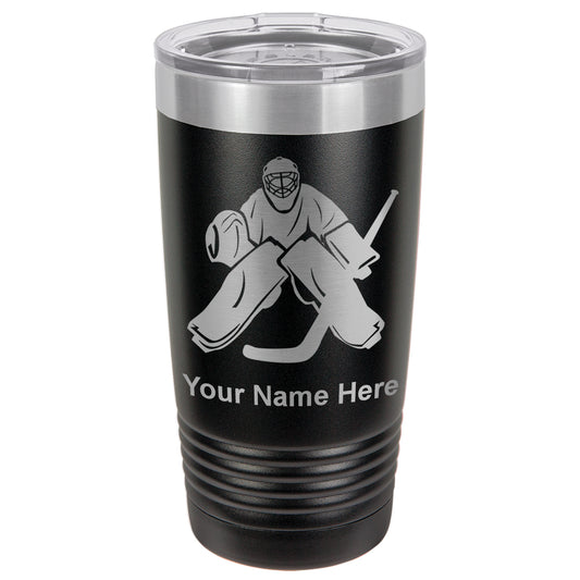 20oz Vacuum Insulated Tumbler Mug, Hockey Goalie, Personalized Engraving Included