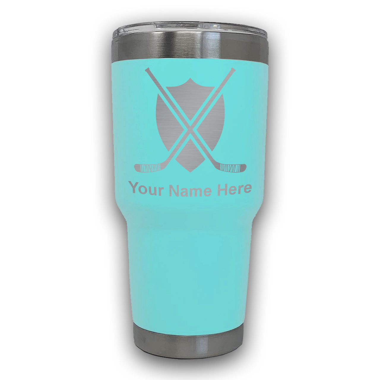 LaserGram 30oz Tumbler Mug, Hockey Sticks, Personalized Engraving Included