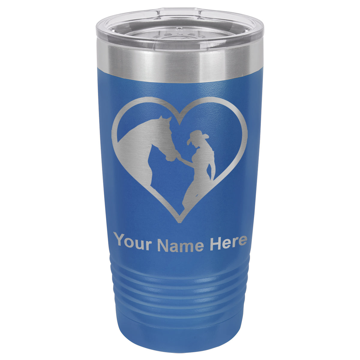 20oz Vacuum Insulated Tumbler Mug, Horse Cowgirl Heart, Personalized Engraving Included