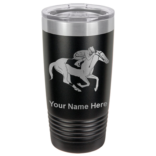 20oz Vacuum Insulated Tumbler Mug, Horse Racing, Personalized Engraving Included