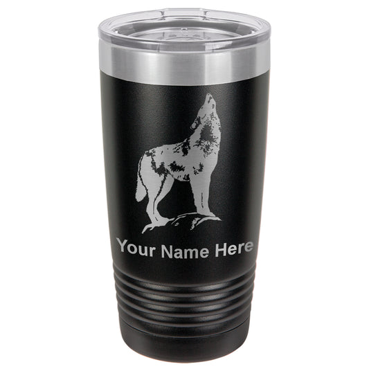 20oz Vacuum Insulated Tumbler Mug, Howling Wolf, Personalized Engraving Included