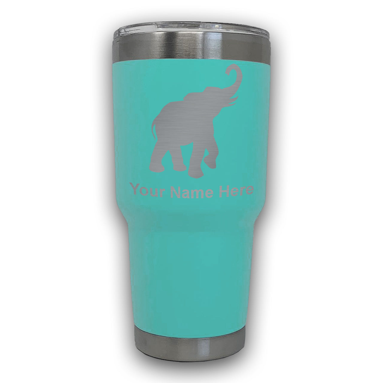 LaserGram 30oz Tumbler Mug, Indian Elephant, Personalized Engraving Included