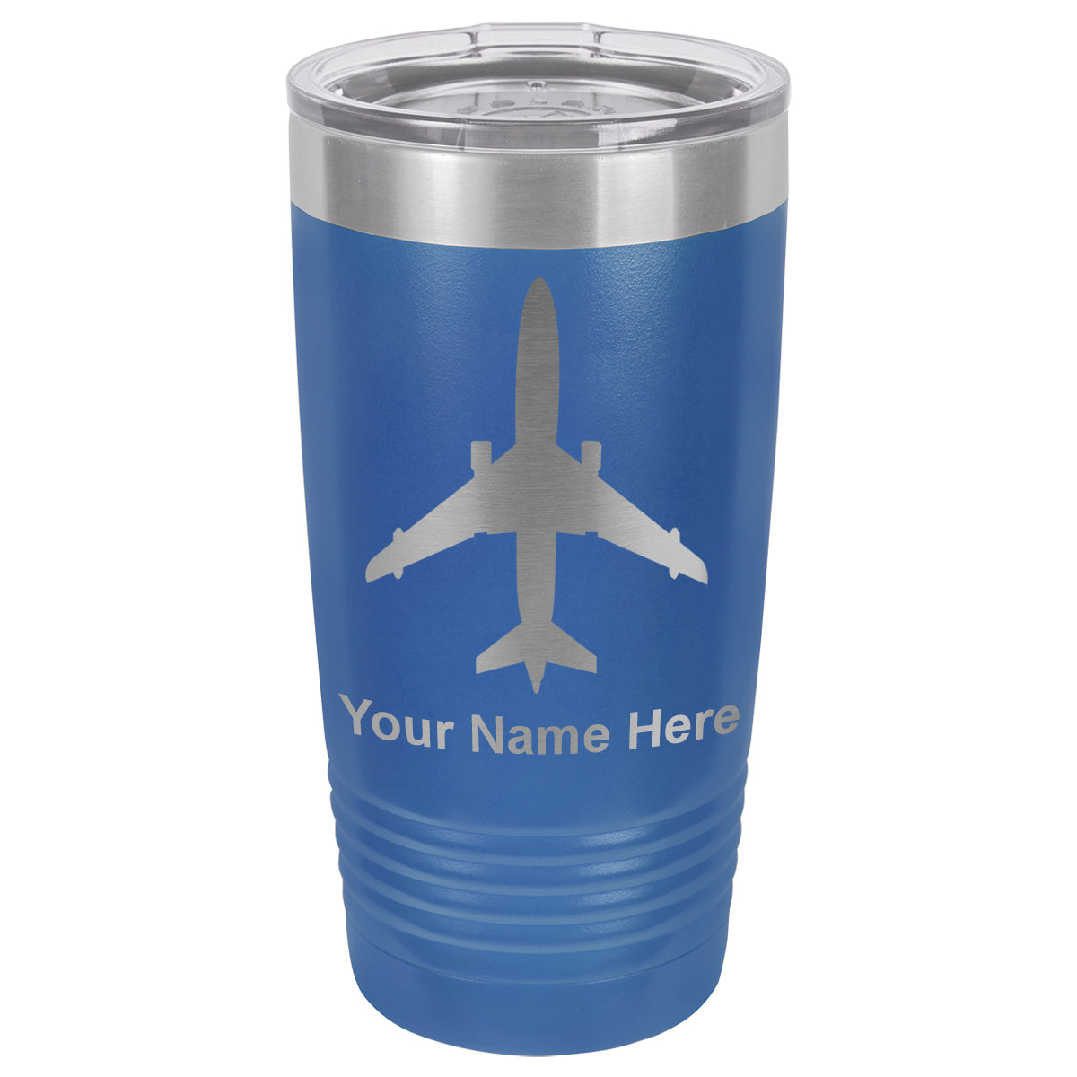 20oz Vacuum Insulated Tumbler Mug, Jet Airplane, Personalized Engraving Included