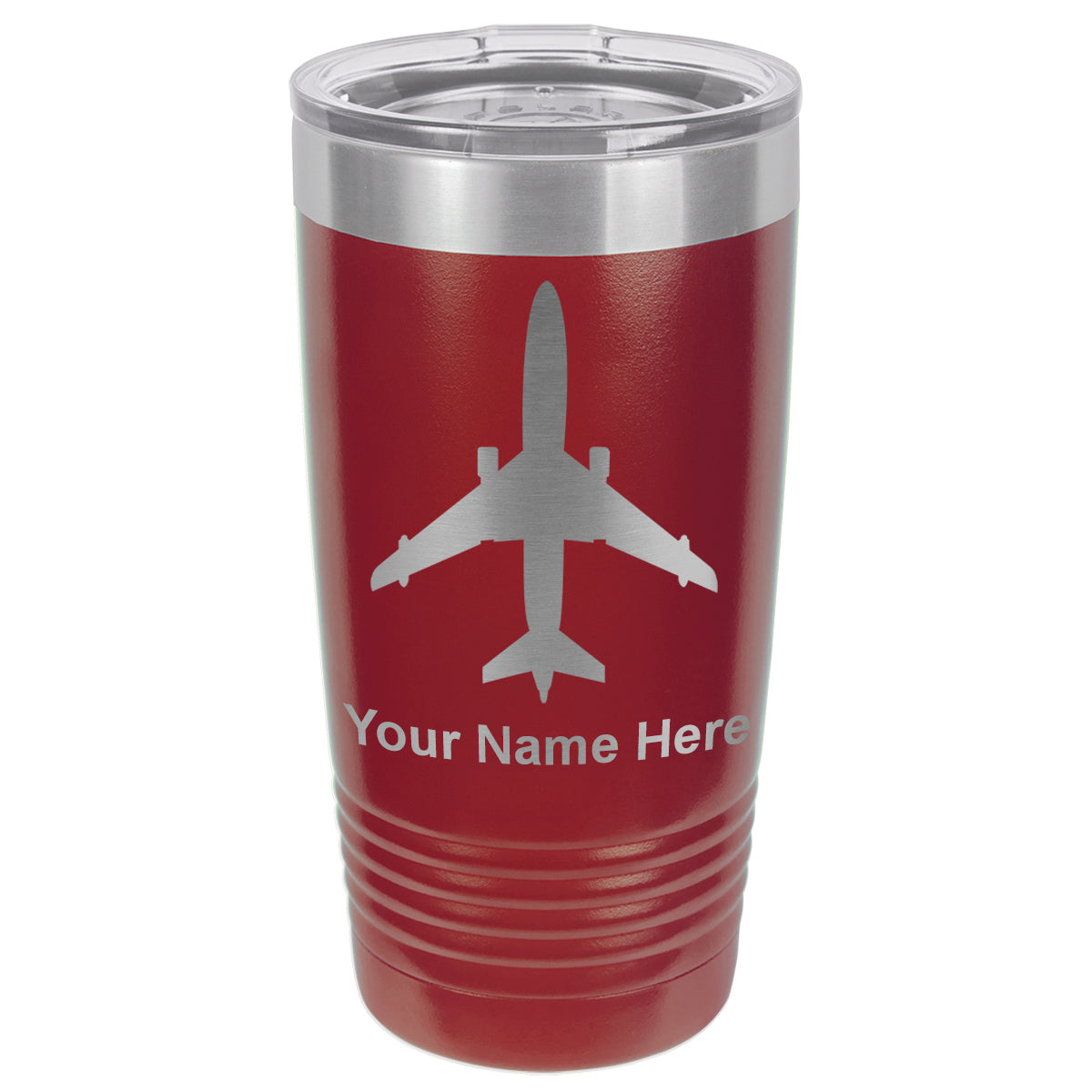 20oz Vacuum Insulated Tumbler Mug, Jet Airplane, Personalized Engraving Included