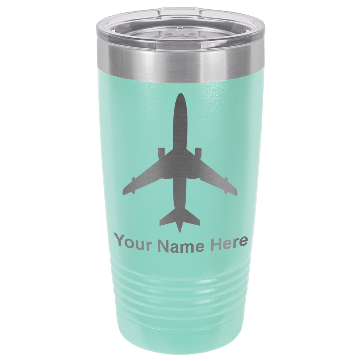 20oz Vacuum Insulated Tumbler Mug, Jet Airplane, Personalized Engraving Included
