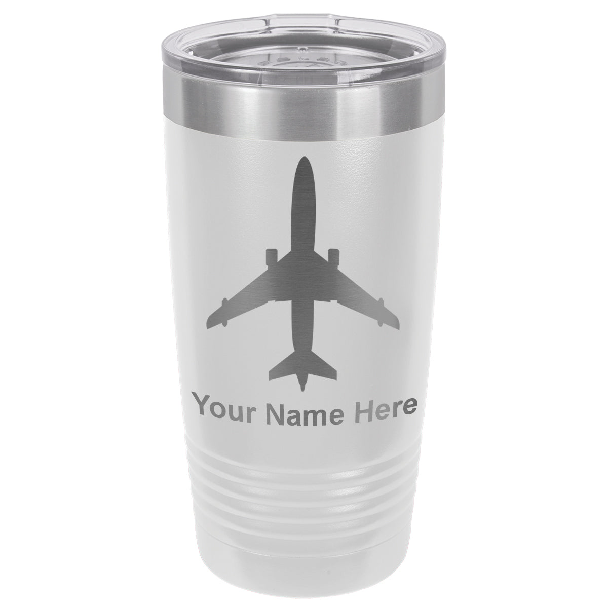 20oz Vacuum Insulated Tumbler Mug, Jet Airplane, Personalized Engraving Included