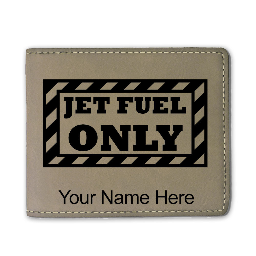 Faux Leather Bi-Fold Wallet, Jet Fuel Only, Personalized Engraving Included